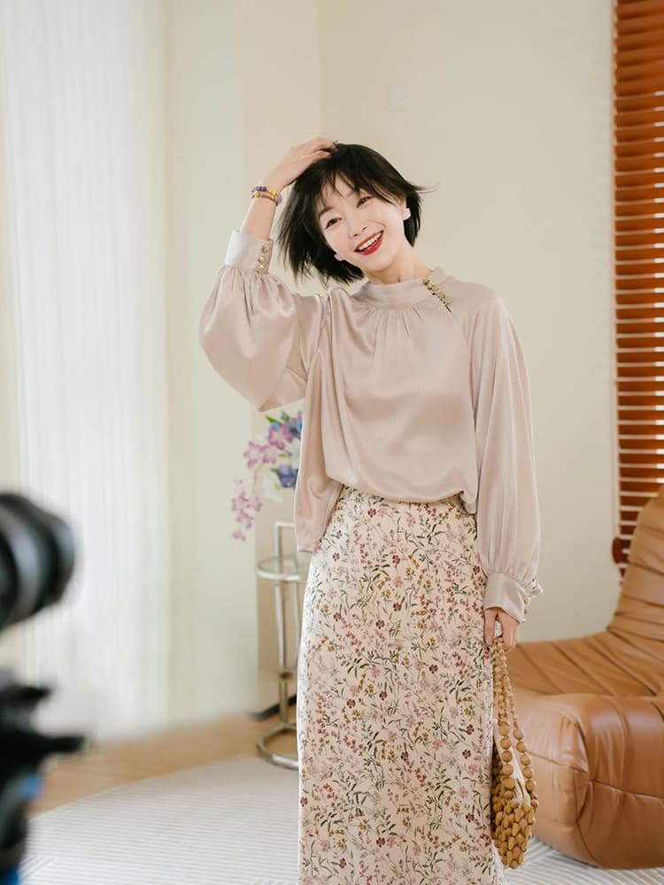 花柄 ファッション 優美な小花柄ロングスカート