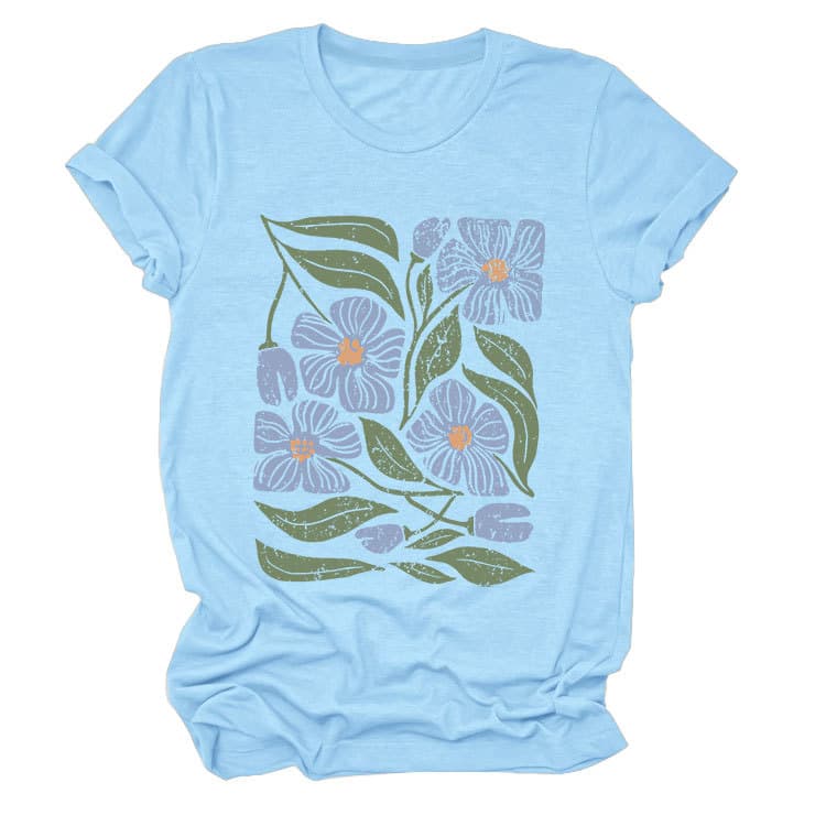 花柄 ファッション 優美な花園プリント 半袖Tシャツ