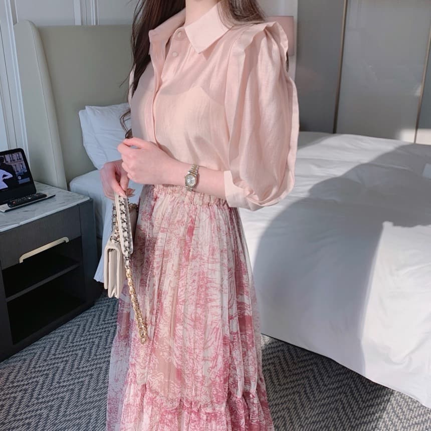 花柄 ファッション 上品な花柄 ハイウエストロング スカート