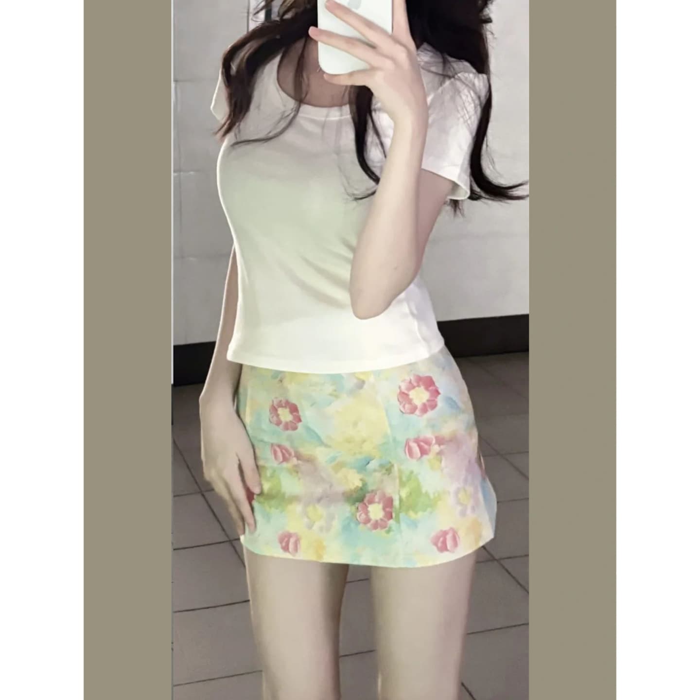 花柄 ファッション 水彩花園ミニスカート