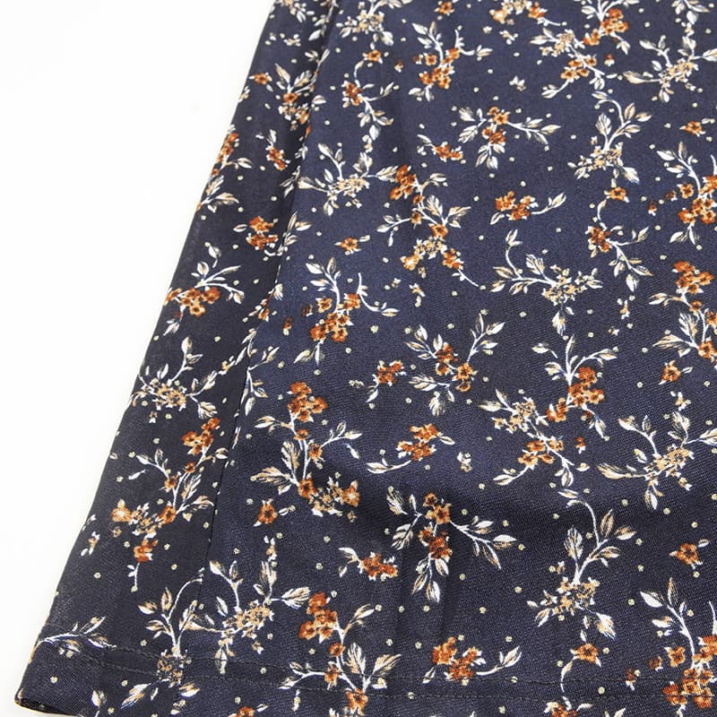 花柄 ファッション 小花散りばめ ゆったりフレアワンピース