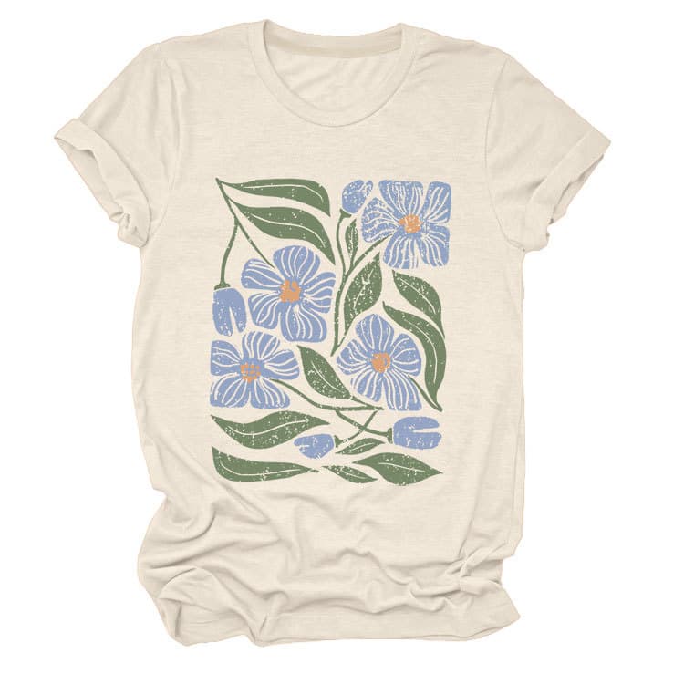 花柄 ファッション 優美な花園プリント 半袖Tシャツ