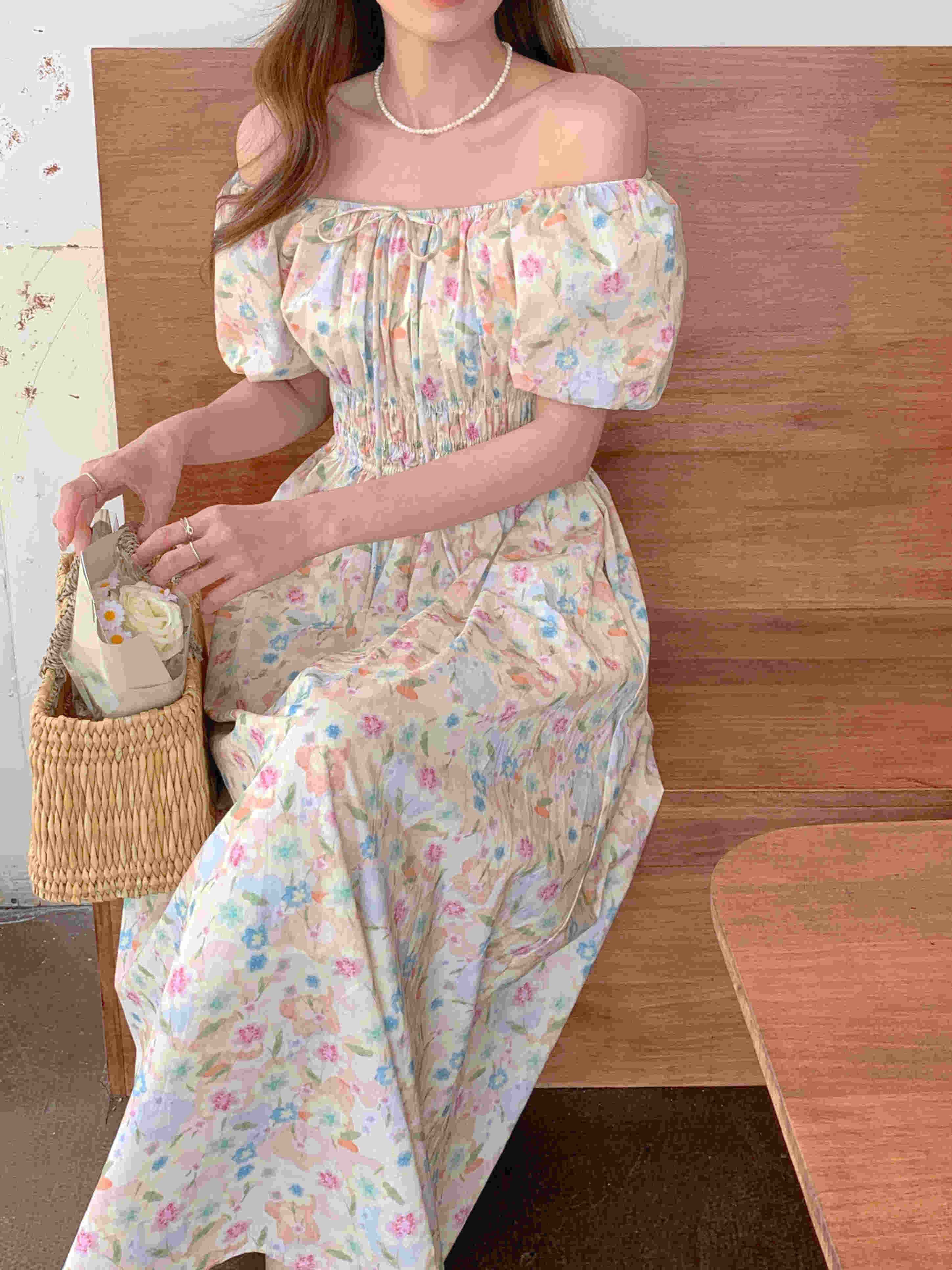 花柄 ファッション 【２０２５年夏新作】優雅な花柄ロングワンピース