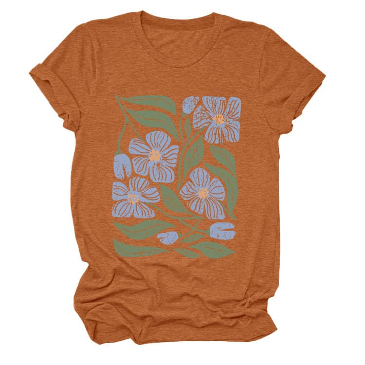 花柄 ファッション 優美な花園プリント 半袖Tシャツ
