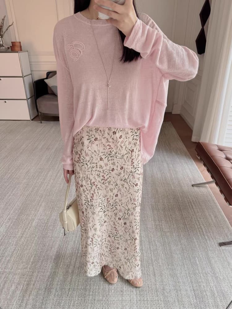 花柄 ファッション 優美な小花柄ロングスカート