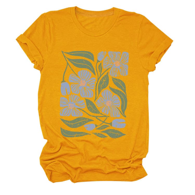 花柄 ファッション 優美な花園プリント 半袖Tシャツ