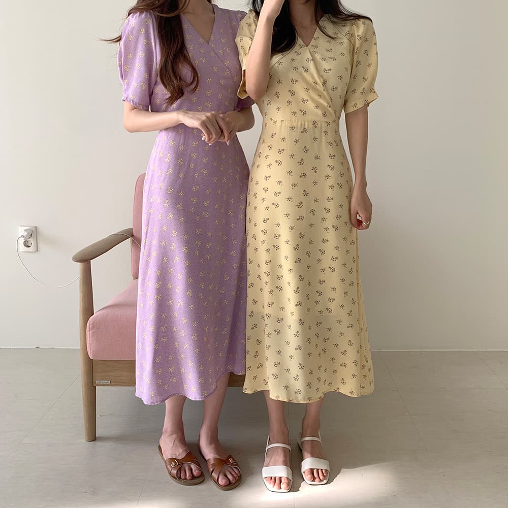 花柄 ファッション 優美な花柄ラップワンピース 春夏新作