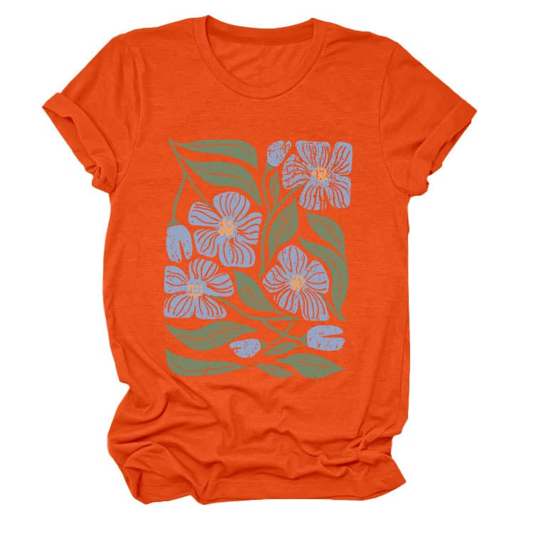 花柄 ファッション 優美な花園プリント 半袖Tシャツ