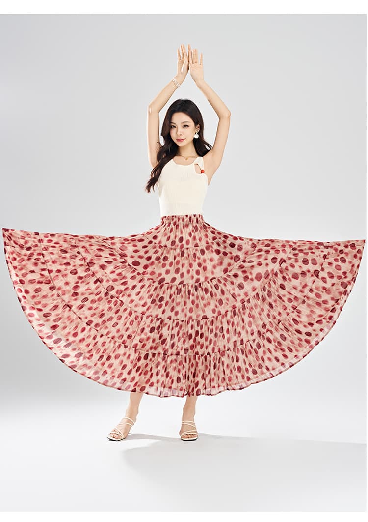花柄 ファッション 花咲くプリーツマキシスカート