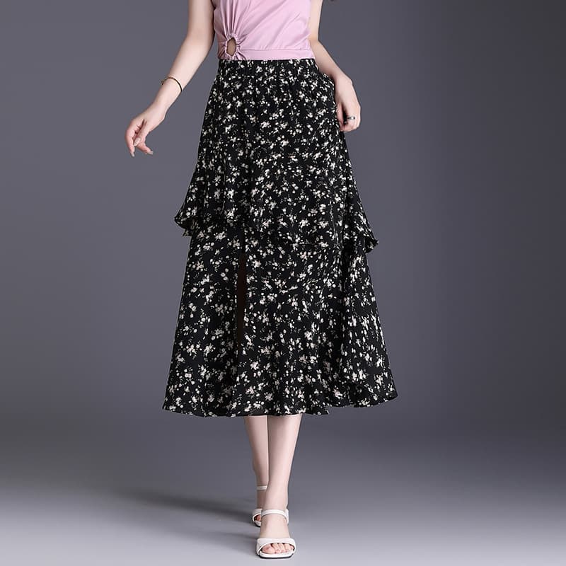 花柄 ファッション 優美な花園ティアードスカート