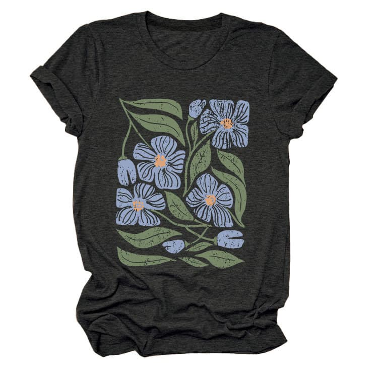 花柄 ファッション 優美な花園プリント 半袖Tシャツ