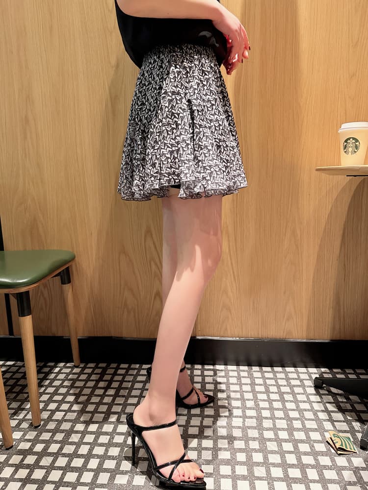 花柄 ファッション 小花模様プリーツミニスカート
