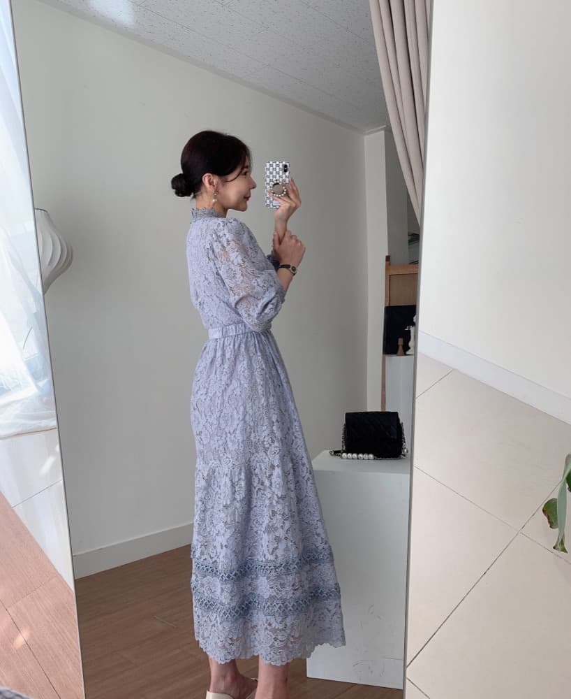 花柄 ファッション 花柄レース パフスリーブ ワンピース 宮廷風 レディース