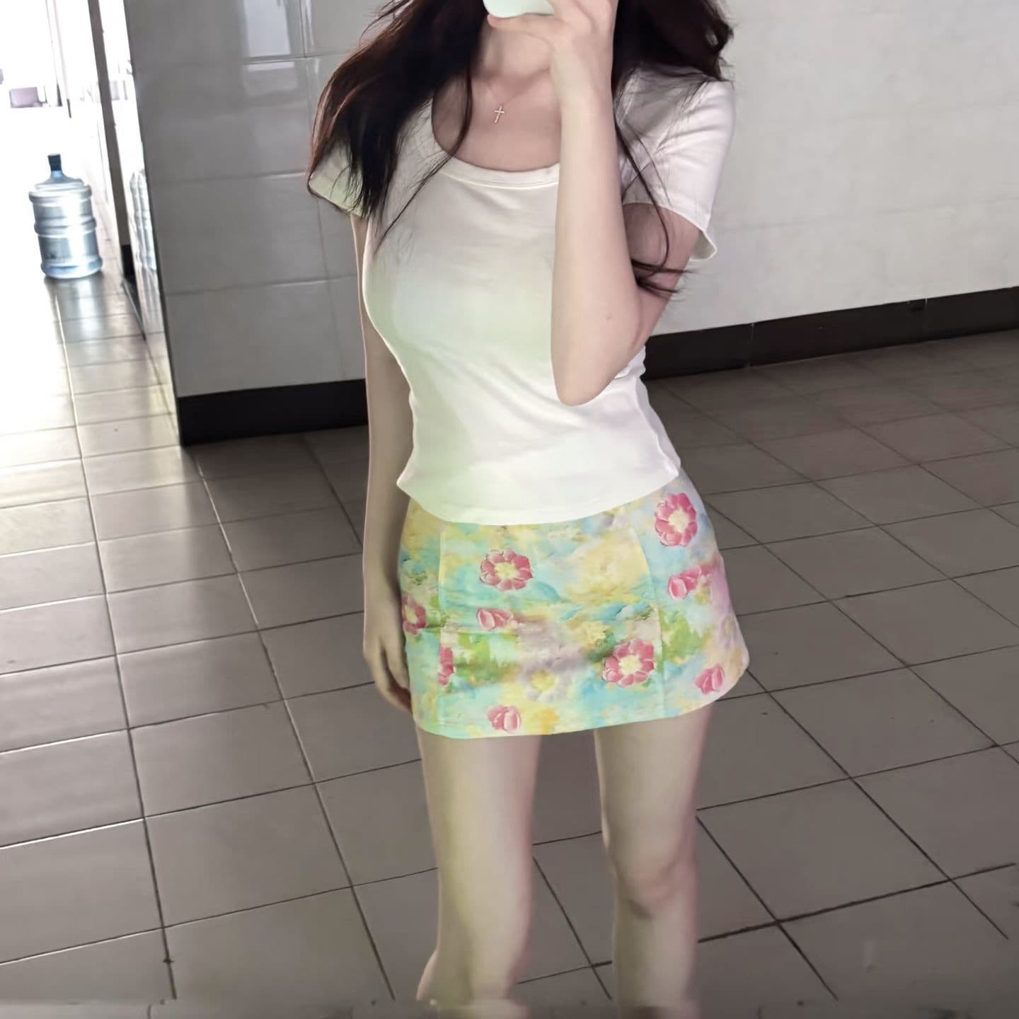 花柄 ファッション 水彩花園ミニスカート