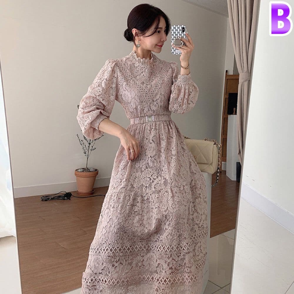 花柄 ファッション 花柄レース パフスリーブ ワンピース 宮廷風 レディース
