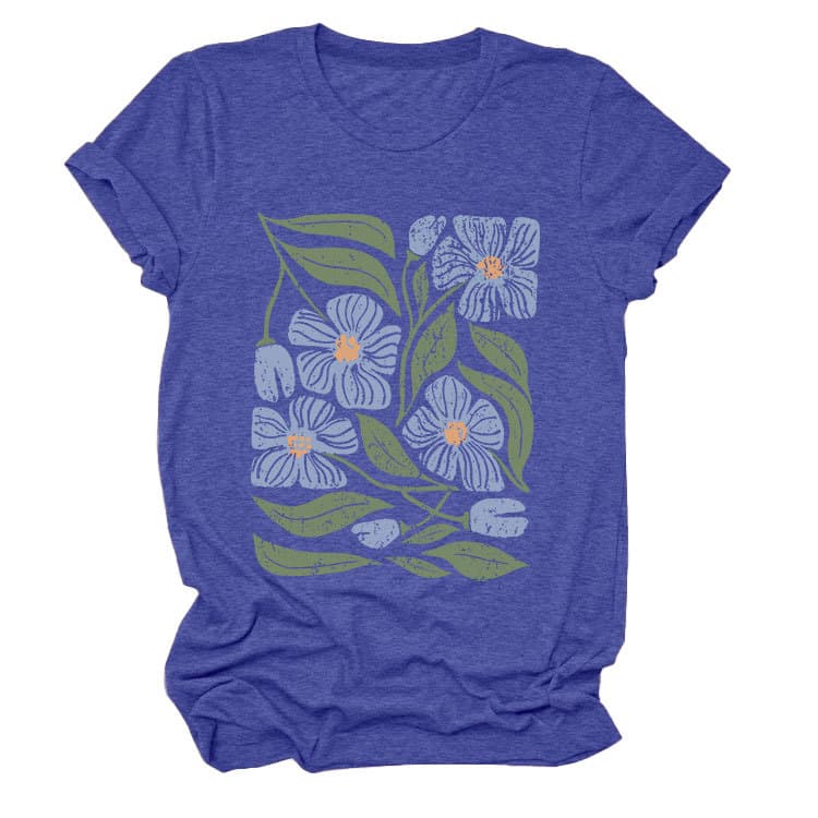 花柄 ファッション 優美な花園プリント 半袖Tシャツ