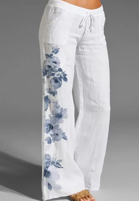 花柄 ファッション 大輪花咲きワイドパンツ