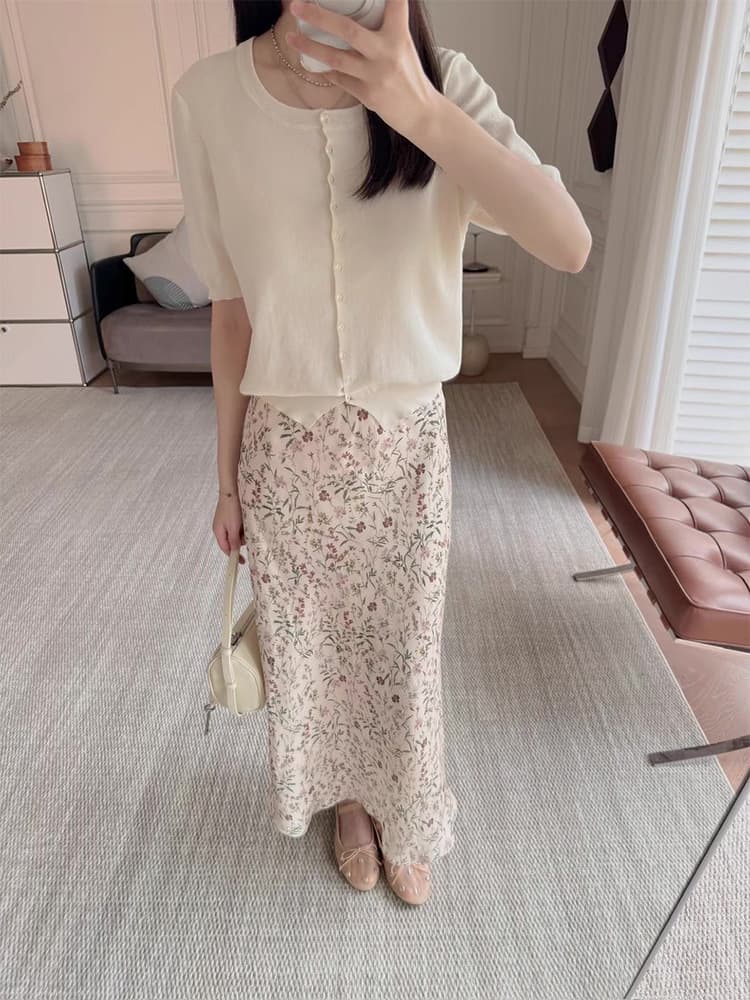花柄 ファッション 優美な小花柄ロングスカート