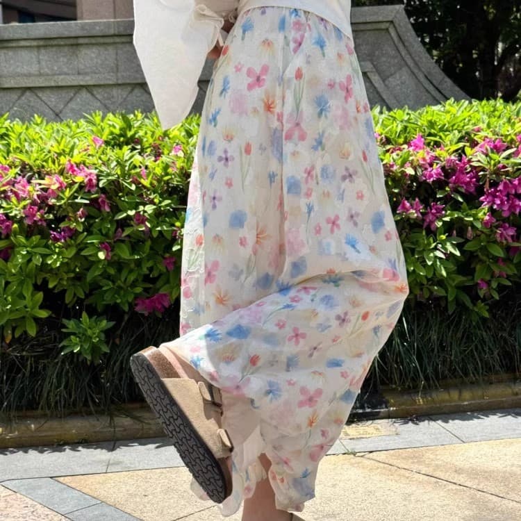 花柄 ファッション 優雅な花園ロングスカート