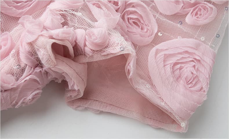 花柄 ファッション 立体花モチーフチュールロングワンピース