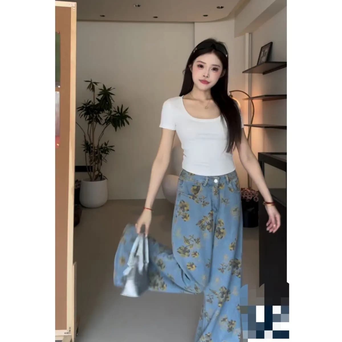 花柄 ファッション 優美な花園ワイドパンツ