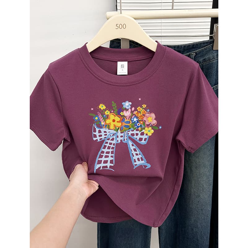 花柄 ファッション 花束のリボン 優しさ包むTシャツ