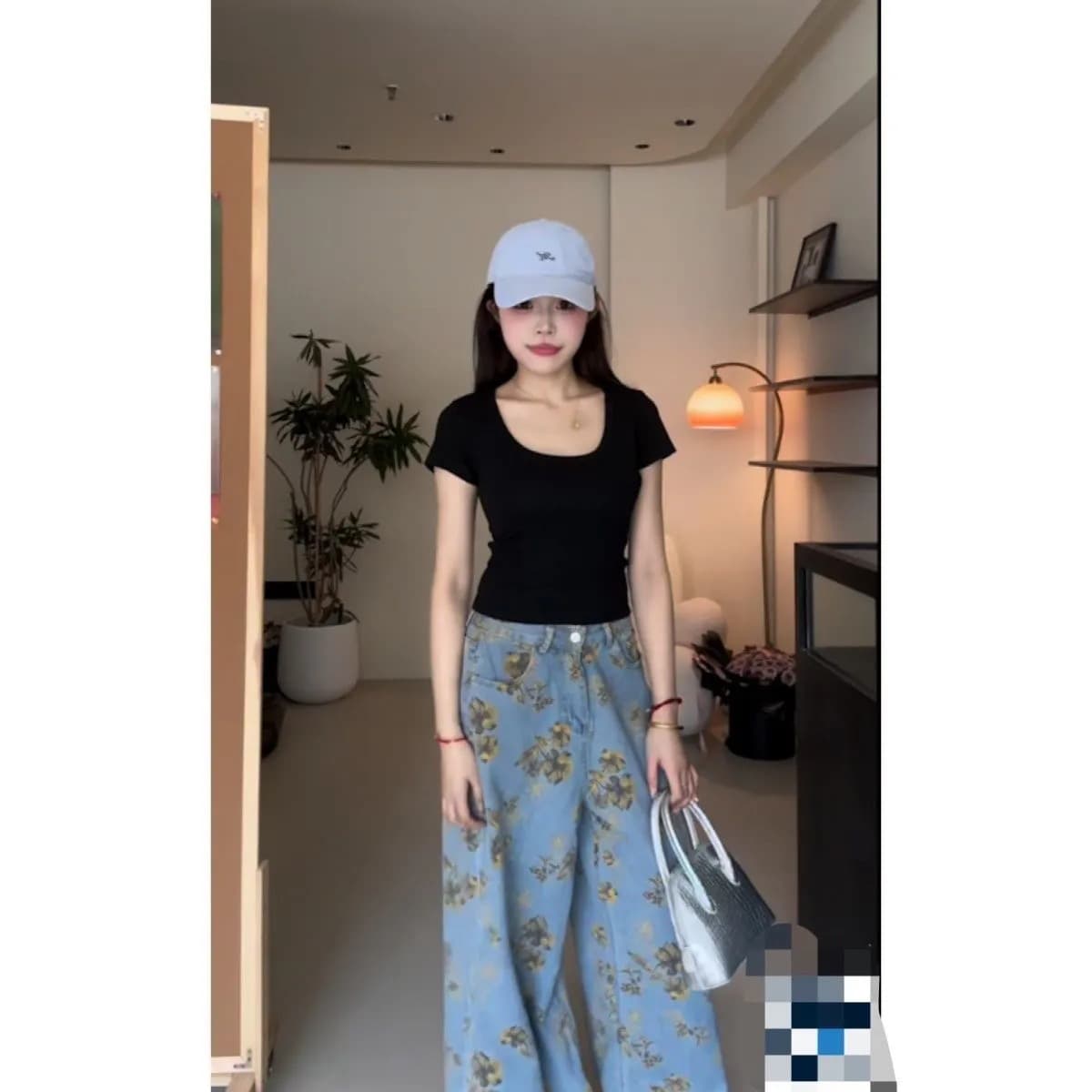 花柄 ファッション 優美な花園ワイドパンツ