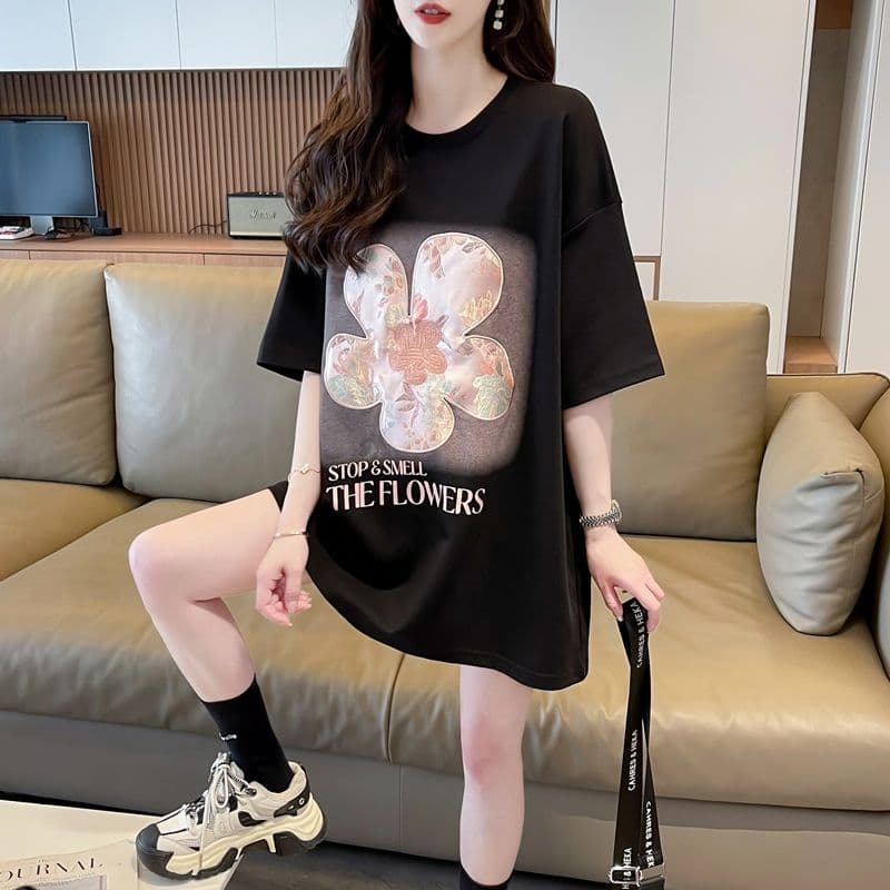 花柄 ファッション 花の香りオーバーサイズTシャツ