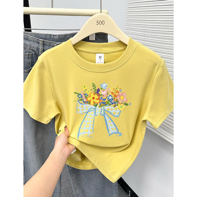 花柄 ファッション 花束のリボン 優しさ包むTシャツ