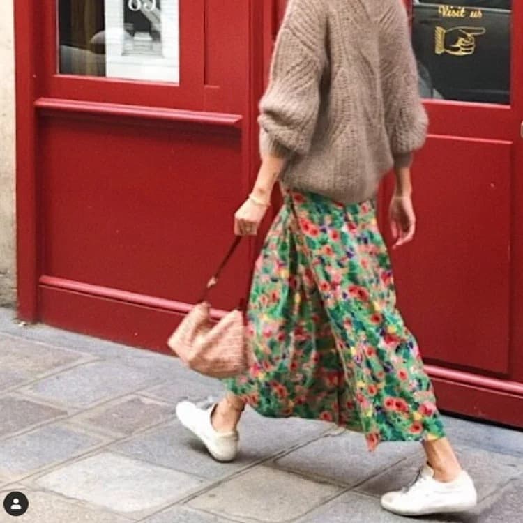 花柄 ファッション 鮮やか花園プリーツスカート