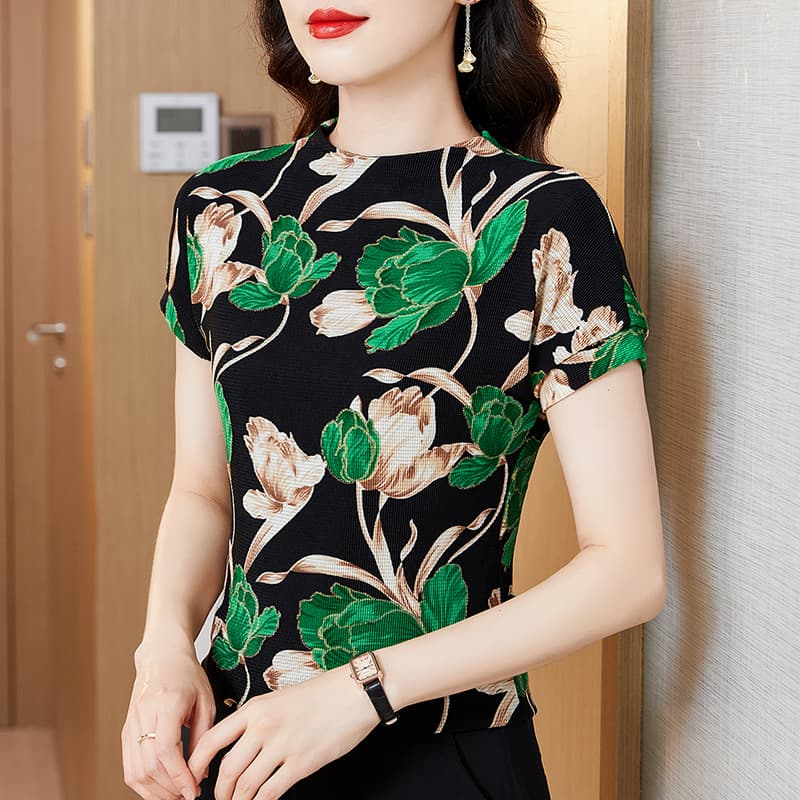 花柄 ファッション 優美な花舞う 上質ニットトップス