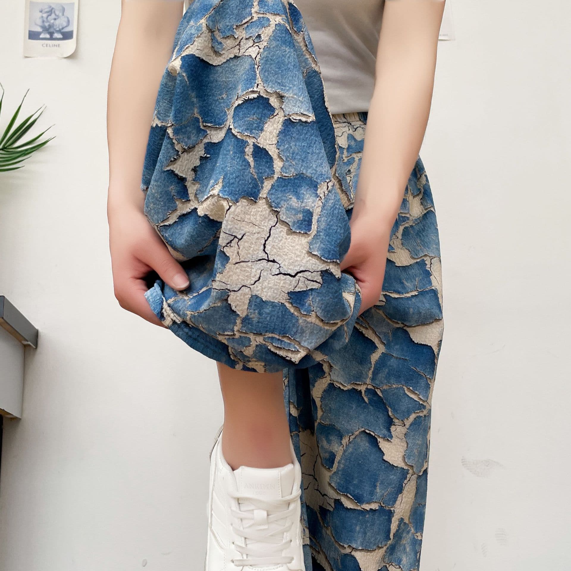 花柄 ファッション 華やか四季のゆったりワイドパンツ