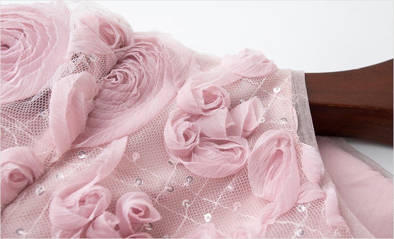 花柄 ファッション 立体花モチーフチュールロングワンピース