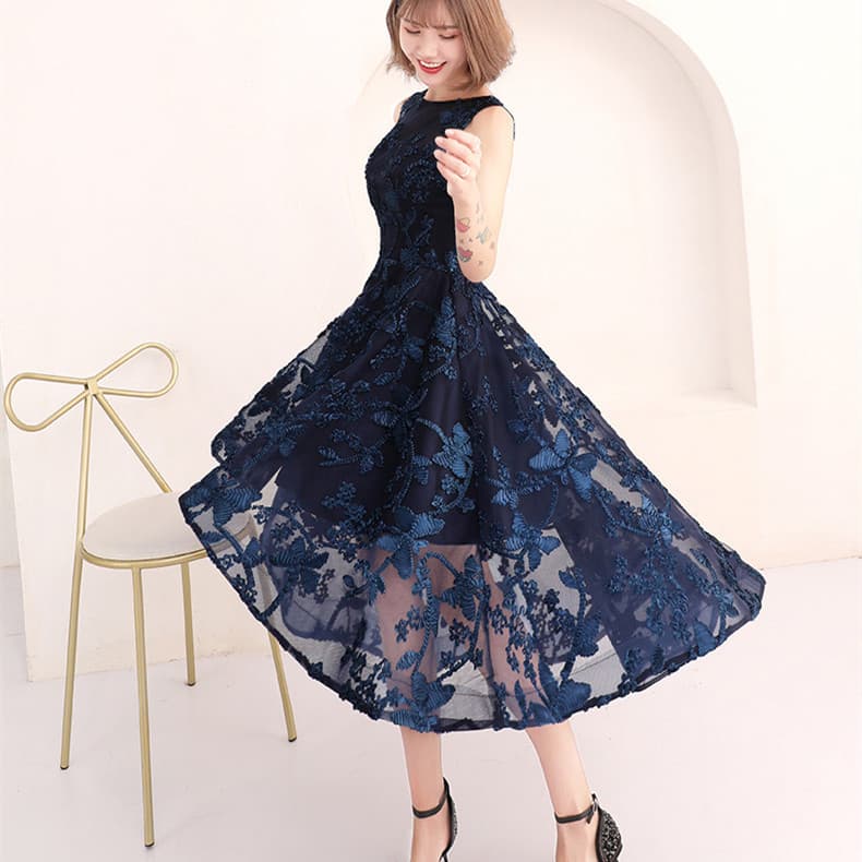 花柄 ファッション 花柄フィッシュテール ノースリーブワンピース 華やかドレス