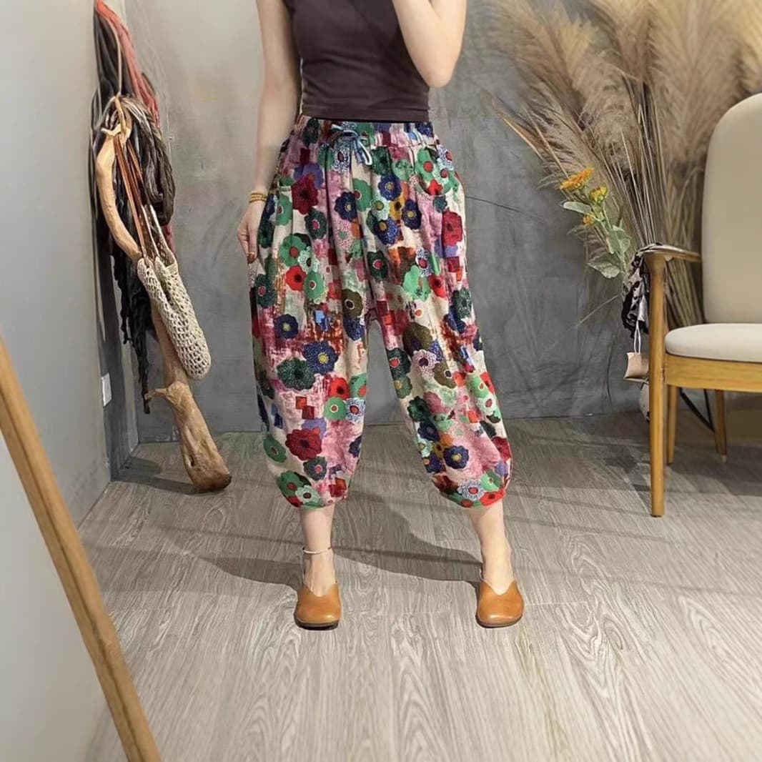 花柄 ファッション 彩り花園ワイドパンツ