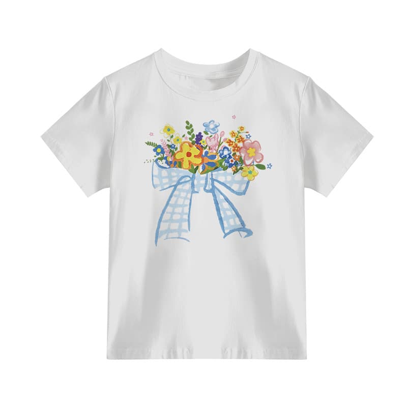 花柄 ファッション 花束のリボン 優しさ包むTシャツ