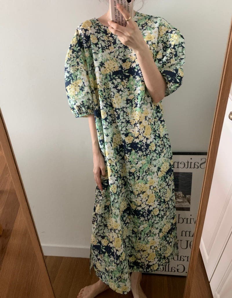 花柄 ファッション 春夏 優美花柄 ゆったりワンピース