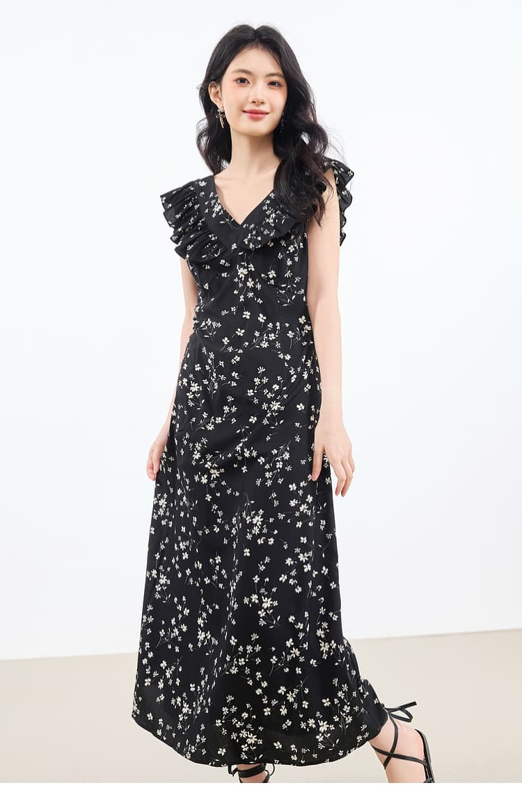 花柄 ファッション 優美な花園フリルワンピース