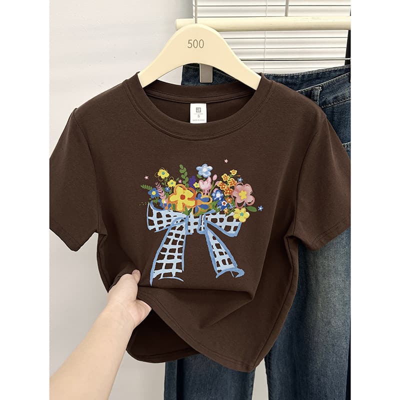 花柄 ファッション 花束のリボン 優しさ包むTシャツ