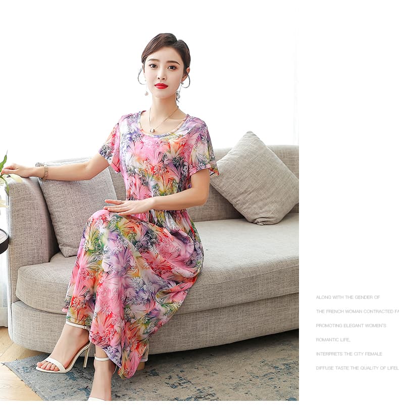 花柄 ファッション 華やか花模様ロングワンピース