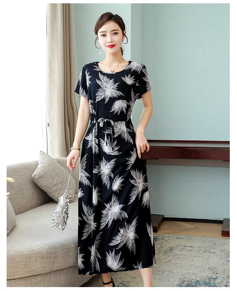 花柄 ファッション 華やか花模様ロングワンピース