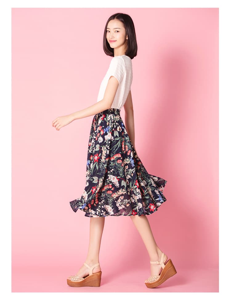 花柄 ファッション 風香る花園ミディフレアスカート