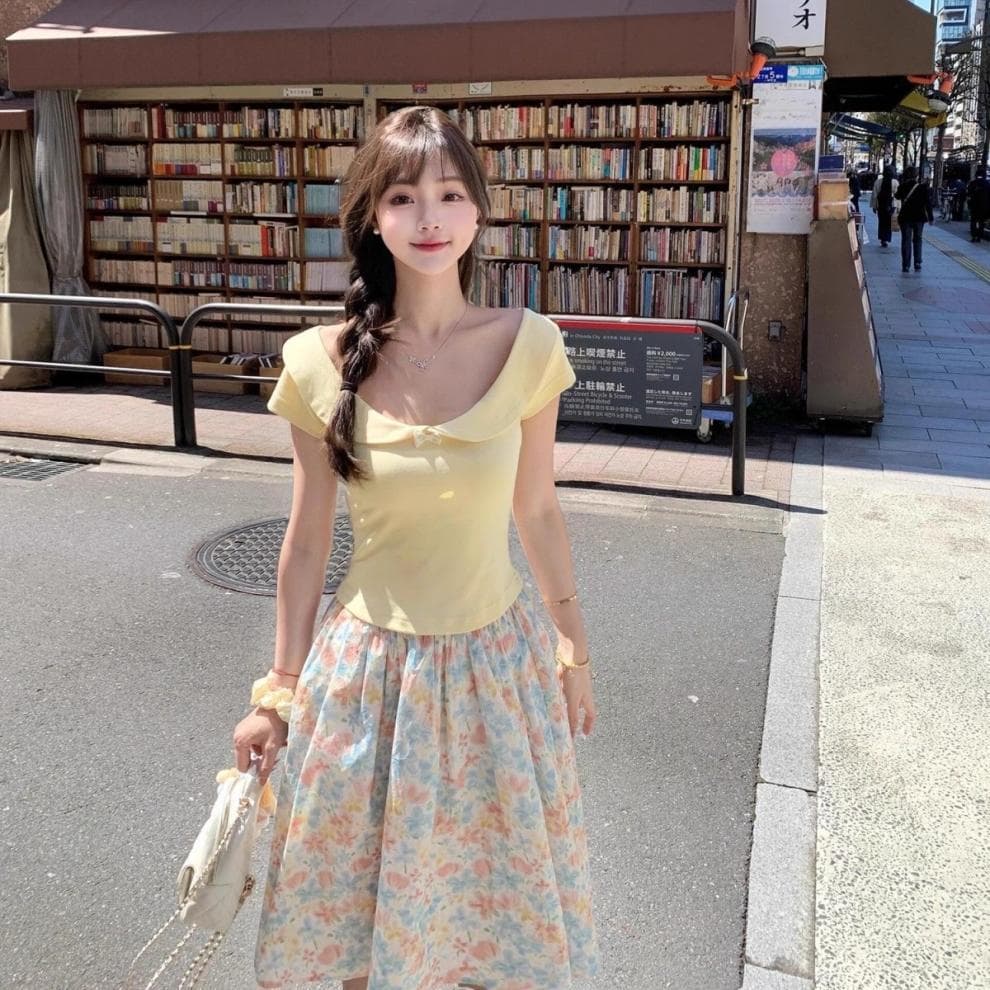 花柄 ファッション 優美な水彩花柄フレアスカート