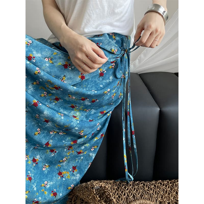花柄 ファッション 小花模様ラップスカート