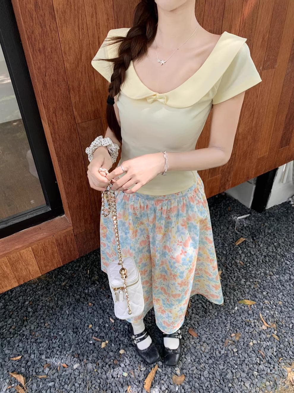 花柄 ファッション 優美な水彩花柄フレアスカート