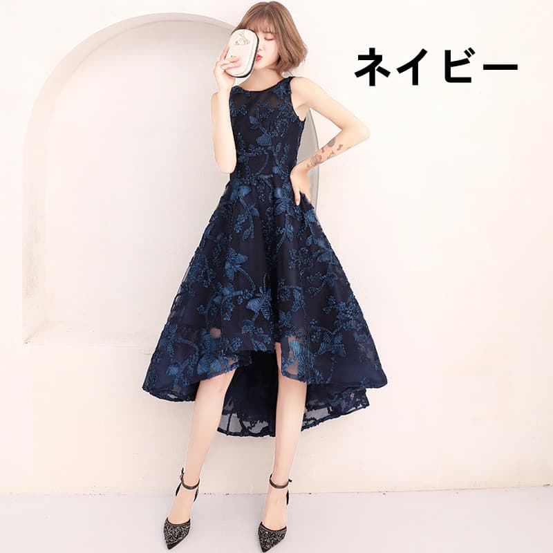 花柄 ファッション 花柄フィッシュテール ノースリーブワンピース 華やかドレス