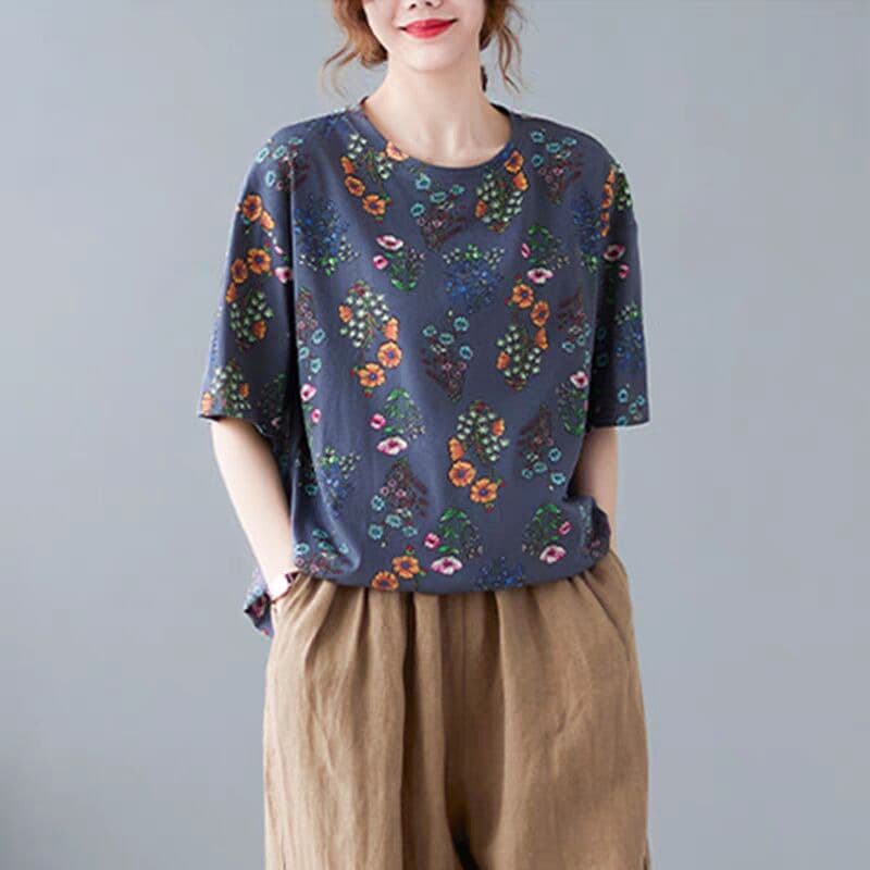 花柄 ファッション 花束の囁き ゆったりシルエットティー
