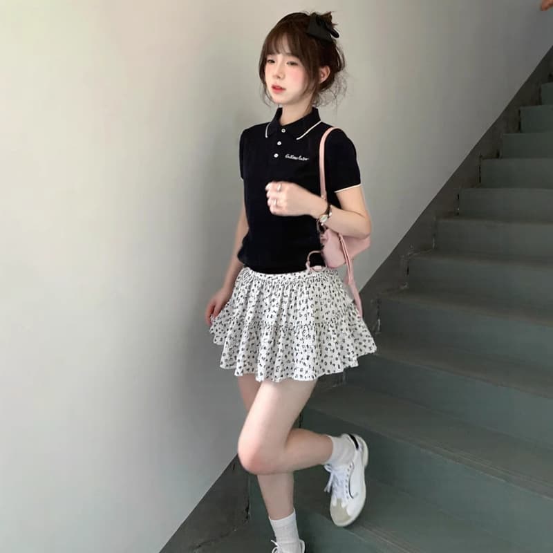 花柄 ファッション 小花フリルティアードスカート