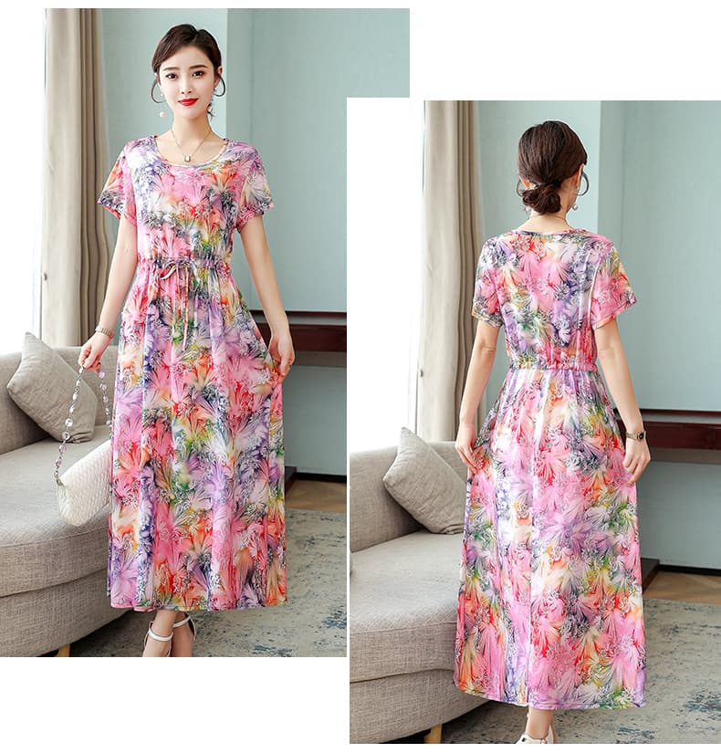 花柄 ファッション 華やか花模様ロングワンピース
