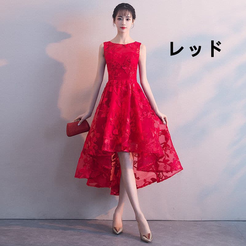 花柄 ファッション 花柄フィッシュテール ノースリーブワンピース 華やかドレス